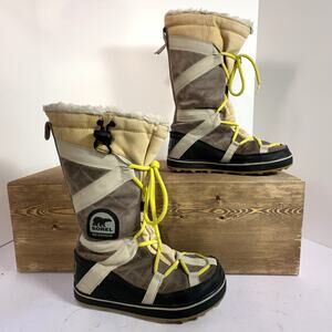 Sorel Glacy Explorer Waterproof Winter Boots Womens SZ 6 Lace Up Gorpcore Retro